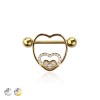 MULTI CZ HEART IN HEART 316L SURGICAL STEEL NIPPLE RING